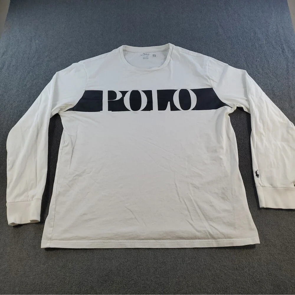 Polo Ralph Lauren Graphic T-Shirt  Men’s Size Large White Long Sleeve Logo